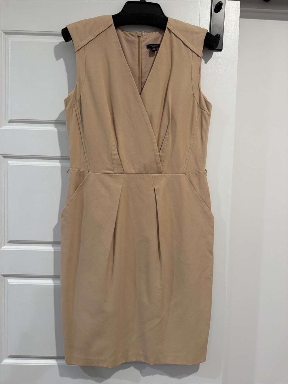 Ann Taylor Neutral Beige Sleeveless Sheath Dress